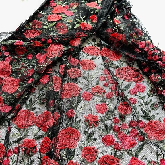 FOR LOVE & LEMONS Araceli Maxi Dress In Red Embroidered Floral NWT - Picture 7 of 12